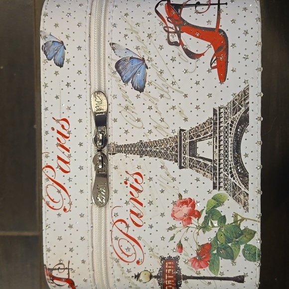 IMLove PARIS France EIFFEL TOWER Train Case Floral White - Picture 6 of 6